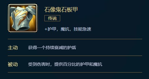 英雄联盟石像鬼石板甲价格、属性、合成、效果全面介绍，让你了解这个装备的全部信息。让我们一起来看看吧！